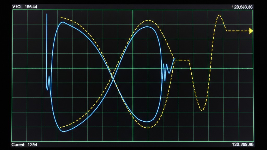 Comparando las curvas V-I de la Unidad Sospechosa y la Unidad Dorada La pantalla del tracer de curvas superpone dos curvas V-I para su comparación. Una curva es una línea sólida, que representa la unidad dorada, mientras que la segunda curva, ligeramente diferente, para la parte sospechosa, es una línea discontinua.