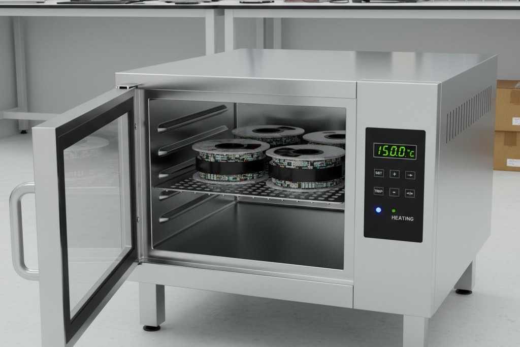 เตาอบอุตสาหกรรมสำหรับอบชิ้นส่วนอิเล็กทรอนิกส์ เตาอบอุตสาหกรรมสแตนเลสพร้อมถาดชิ้นส่วนอิเล็กทรอนิกส์ด้านใน ใช้สำหรับการอบไอน้ำออกจากชิ้นส่วน