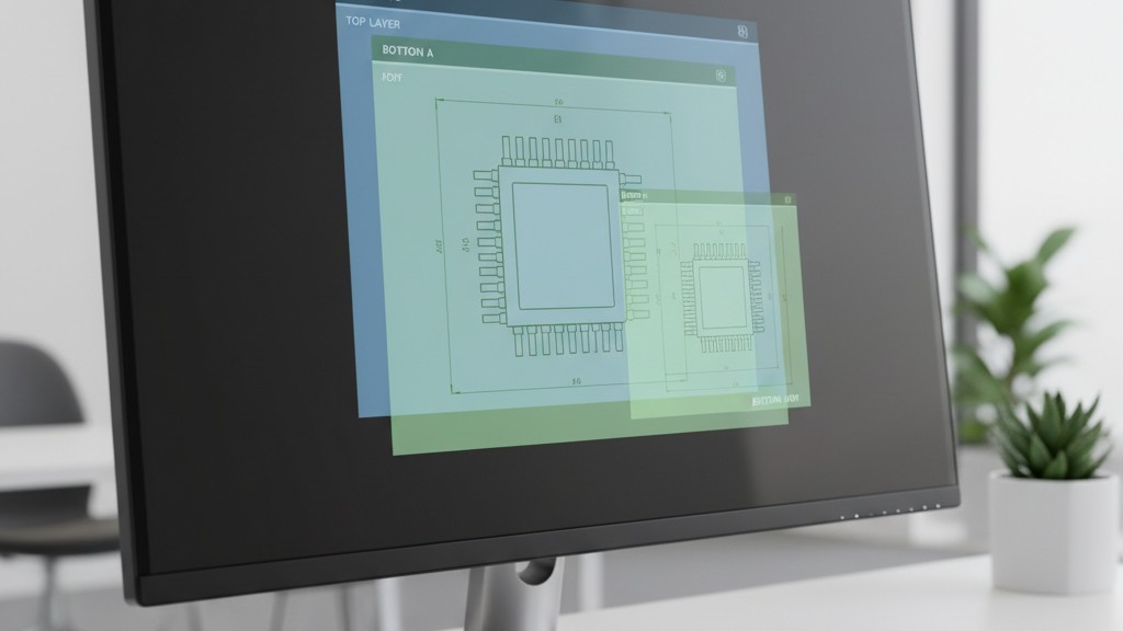 A computer screen shows two semi-transparent PDF datasheets layered on top of each other, revealing a misalignment between the mechanical drawings of two electronic components.