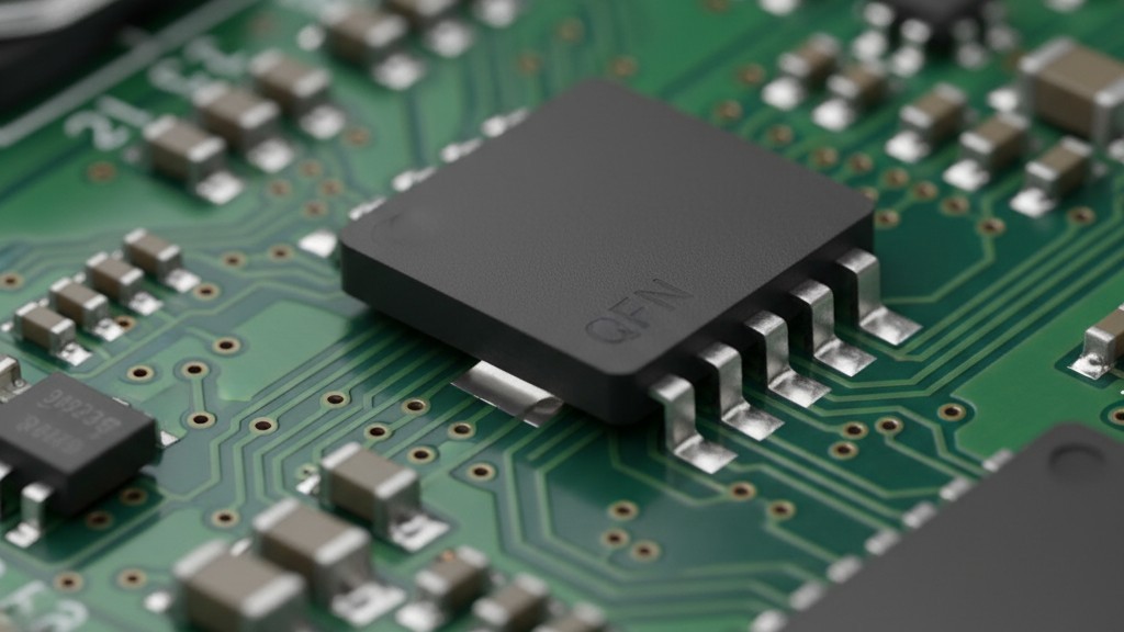 A close-up of a black, low-profile electronic component soldered onto a circuit board, showing the minuscule gap between the component and the board surface.