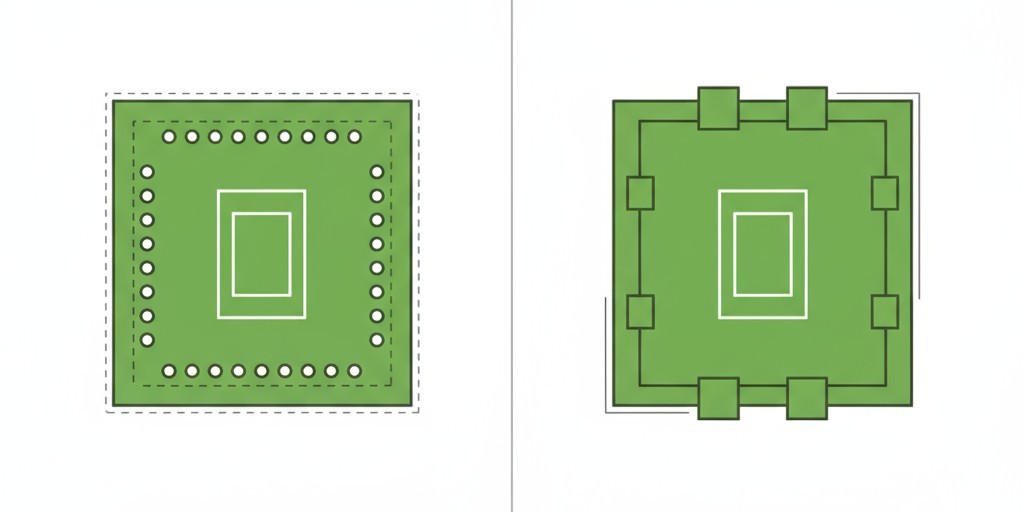 A technical diagram comparing a PCB panelized with rough mouse-bites versus one with smooth, routed edges and small breakout tabs.