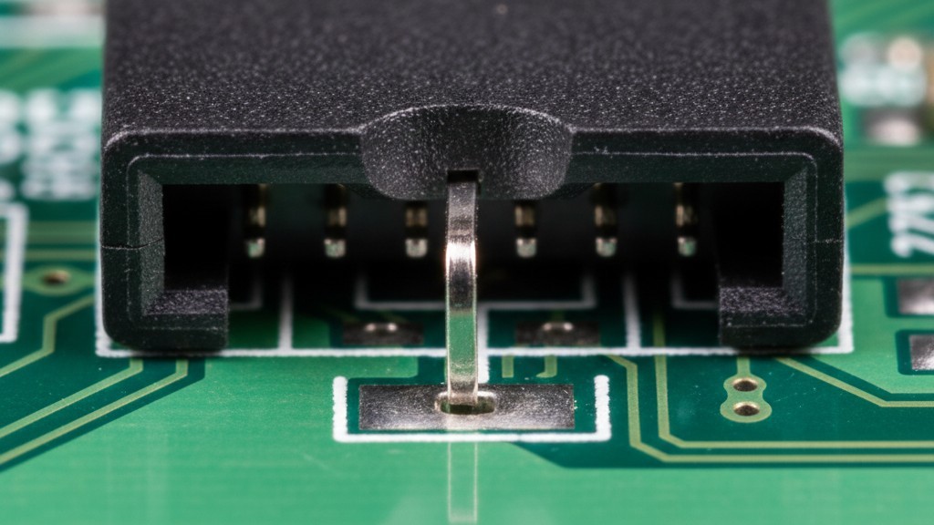 Connector coplanarity failure macro A magnified side-view of a black plastic connector on a green circuit board, revealing a thin air gap between the metal signal pin and the solder pad.